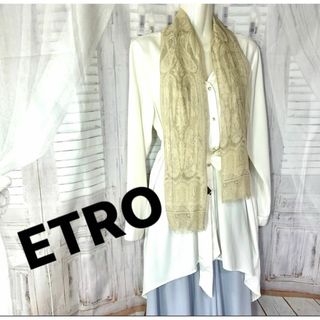 エトロ(ETRO)のエトロ　ETRO ペイズリー　シルクストール　カーキ系(ストール/パシュミナ)