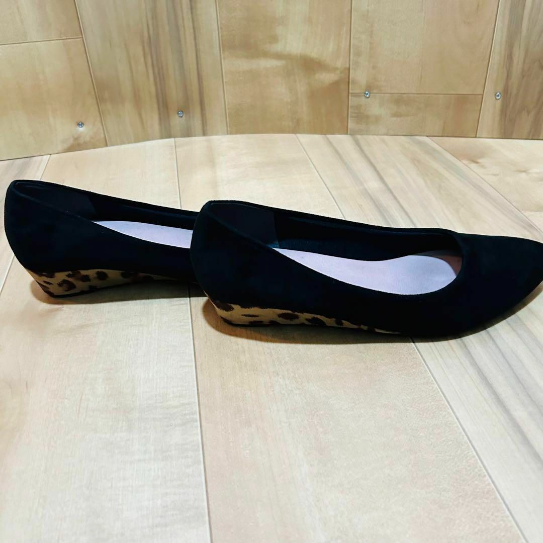 fucca パンプス　黒　ブラック　ヒョウ柄ヒール　24㎝ レディースの靴/シューズ(ハイヒール/パンプス)の商品写真