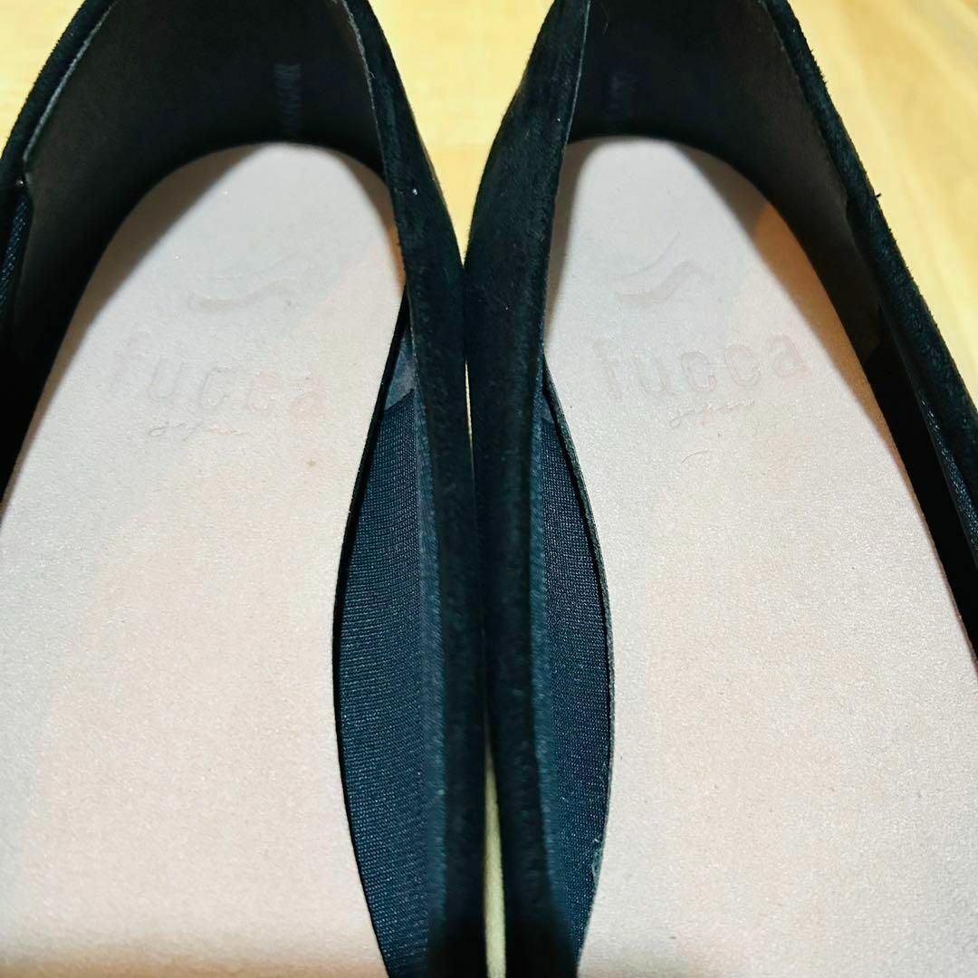 fucca パンプス　黒　ブラック　ヒョウ柄ヒール　24㎝ レディースの靴/シューズ(ハイヒール/パンプス)の商品写真