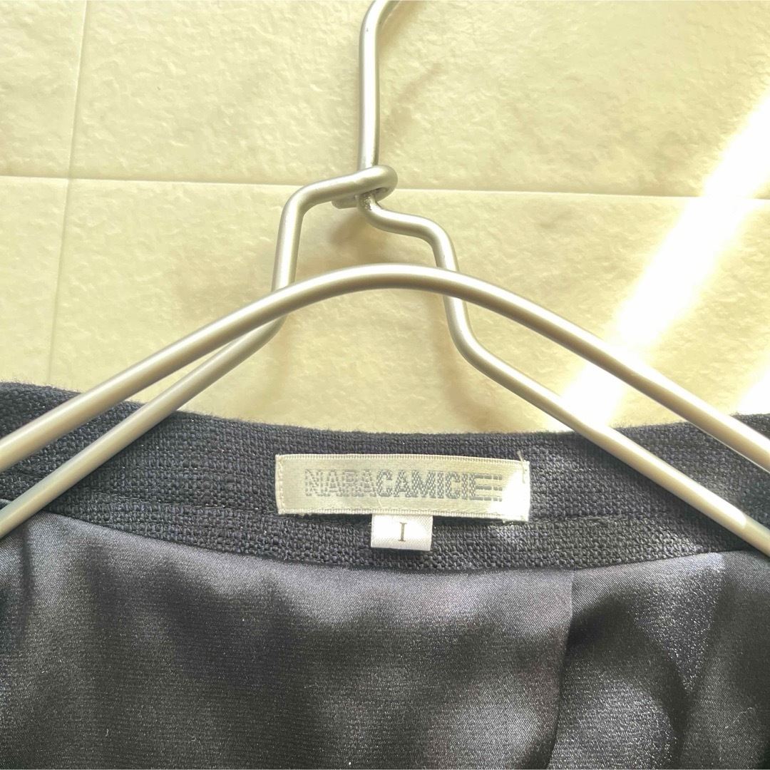 NARACAMICIE(ナラカミーチェ)のナラカミーチェ　セットアップ　スカートスーツ　フリンジ　ラメ　サイズ1 ネイビー レディースのフォーマル/ドレス(スーツ)の商品写真
