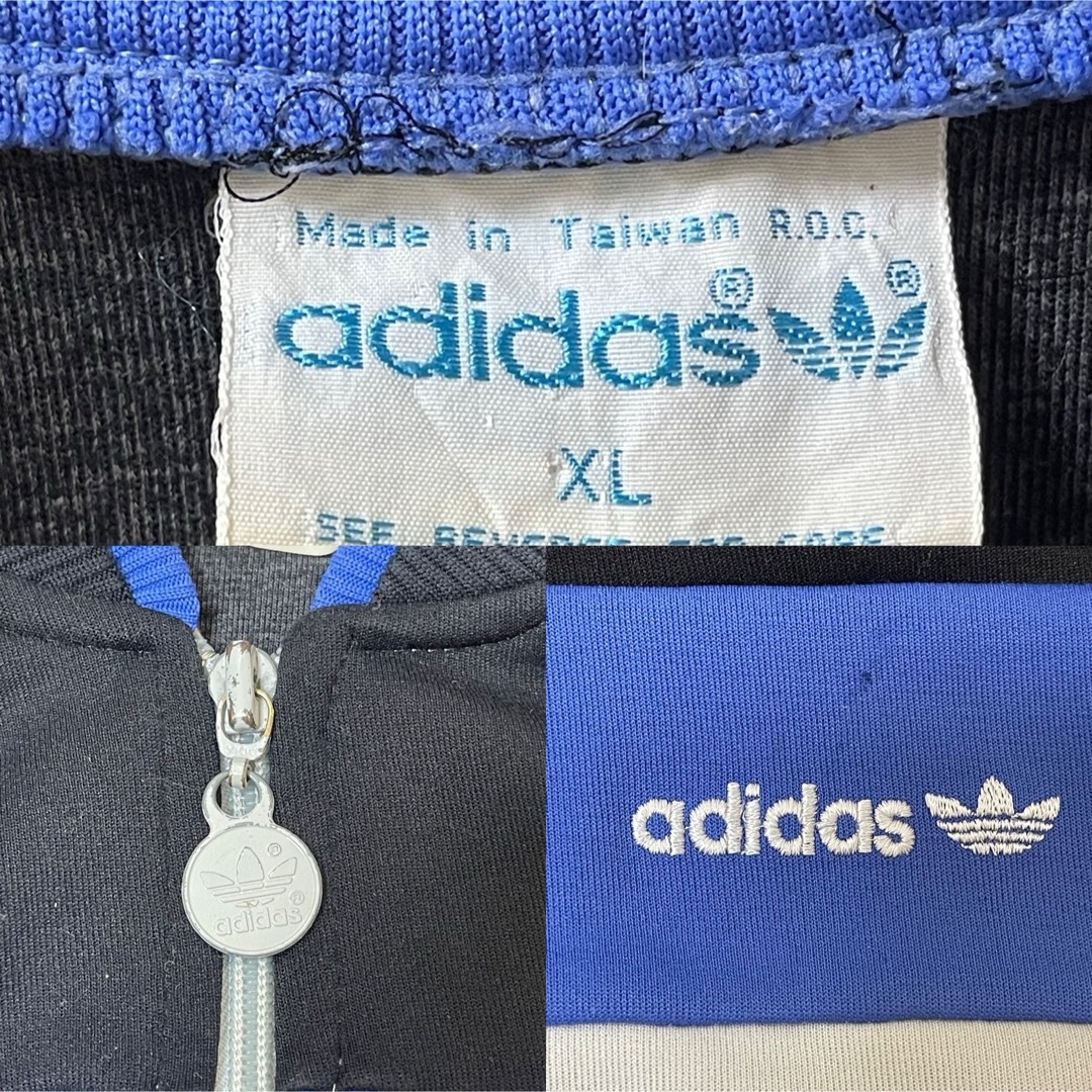 adidas(アディダス)の70s美品XL】アディダス刺繍トラックジャケット古着ジャージ　ゆるだぼグレー灰色 メンズのトップス(ジャージ)の商品写真