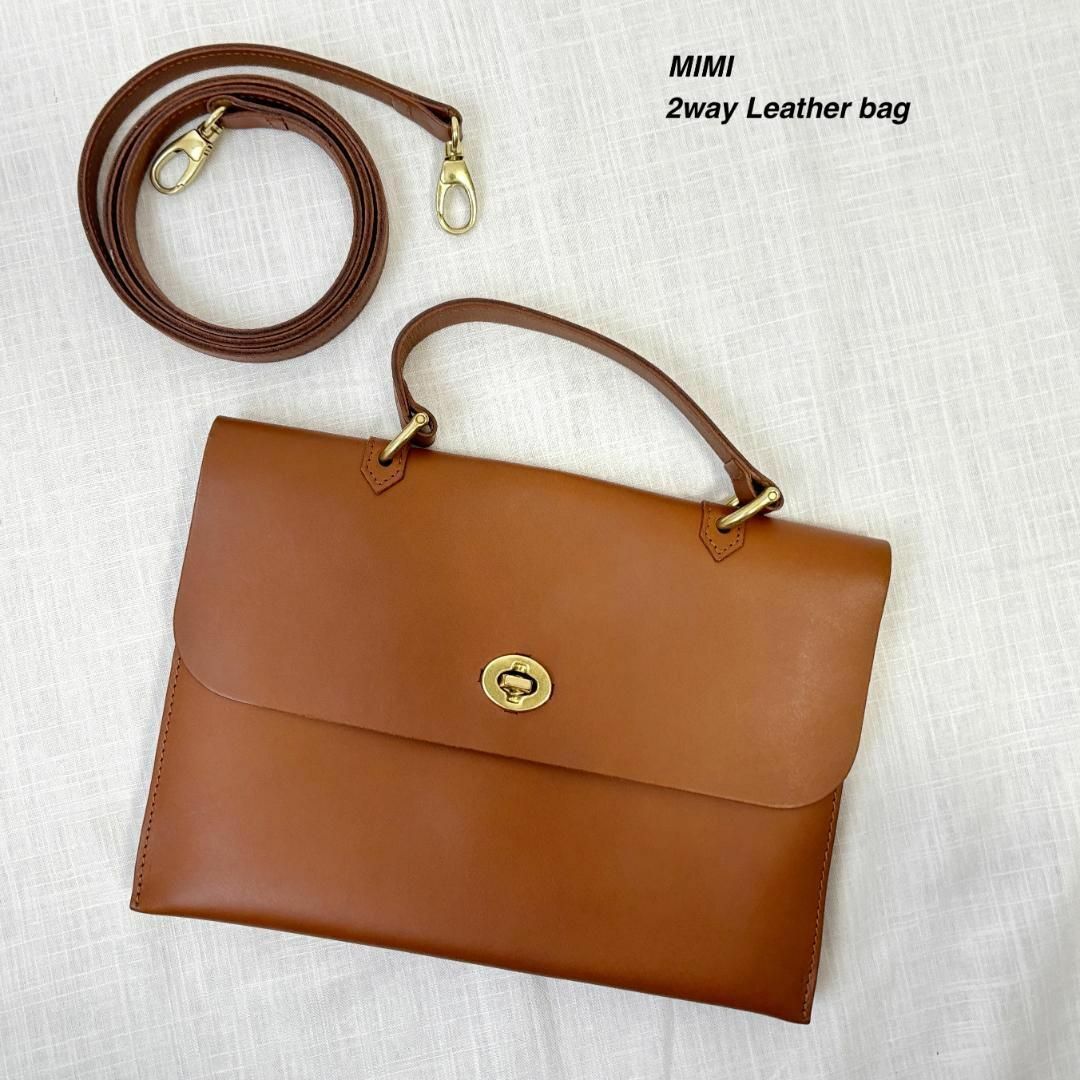 Mimi(ミミ)の美品 MIMI ミミ 2way レザーショルダーバッグ 斜めがけ 手提げ 上品 レディースのバッグ(ショルダーバッグ)の商品写真