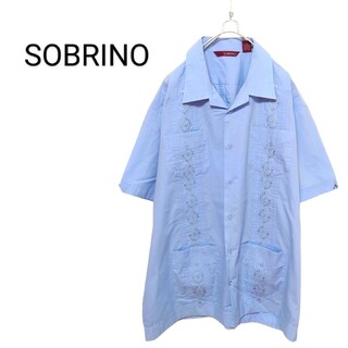 ヴィンテージ(VINTAGE)の【SOBRINO】刺繍入り オープンカラー キューバシャツ A-1822(シャツ)