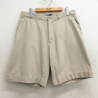 ラルフローレン(Ralph Lauren)のW33★古着 ラルフローレン Ralph Lauren ブランド ショート チノ パンツ ショーツ チノパン メンズ 90年代 90s コットン ベージュ カーキ 24apr04 中古 ボトムス 短パン ショーパン(ワークパンツ/カーゴパンツ)