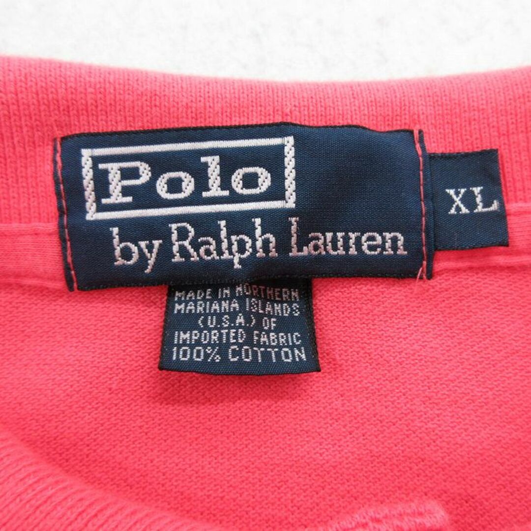 Ralph Lauren(ラルフローレン)のXL★古着 ラルフローレン Ralph Lauren 半袖 ブランド ポロ シャツ メンズ 90年代 90s ワンポイントロゴ 鹿の子 大きいサイズ コットン ピンク 24apr04 中古 トップス メンズのトップス(ポロシャツ)の商品写真