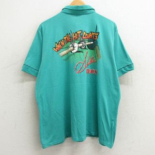 XL★古着 ヒルトン 半袖 ポロ シャツ メンズ 90年代 90s ビリヤード 大きいサイズ USA製 緑 グリーン 【spe】 24apr04 中古 トップス(ポロシャツ)