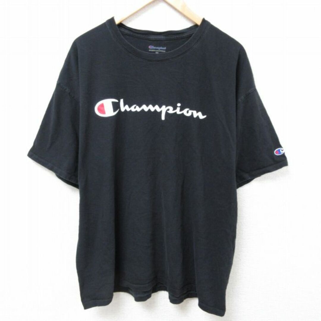 Champion(チャンピオン)のXL★古着 チャンピオン Champion 半袖 Tシャツ メンズ ビッグロゴ 大きいサイズ コットン クルーネック 黒 ブラック 24apr04 中古 メンズのトップス(Tシャツ/カットソー(半袖/袖なし))の商品写真