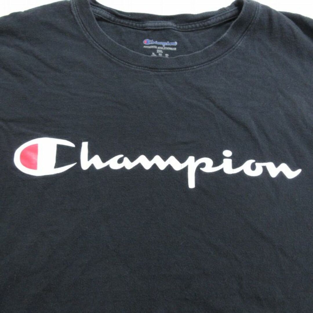 Champion(チャンピオン)のXL★古着 チャンピオン Champion 半袖 Tシャツ メンズ ビッグロゴ 大きいサイズ コットン クルーネック 黒 ブラック 24apr04 中古 メンズのトップス(Tシャツ/カットソー(半袖/袖なし))の商品写真