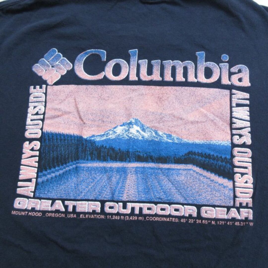 Columbia(コロンビア)のL★古着 コロンビア COLUMBIA Columbia 半袖 Tシャツ メンズ ビッグロゴ 山 コットン クルーネック 紺 ネイビー 24apr04 中古 メンズのトップス(Tシャツ/カットソー(半袖/袖なし))の商品写真