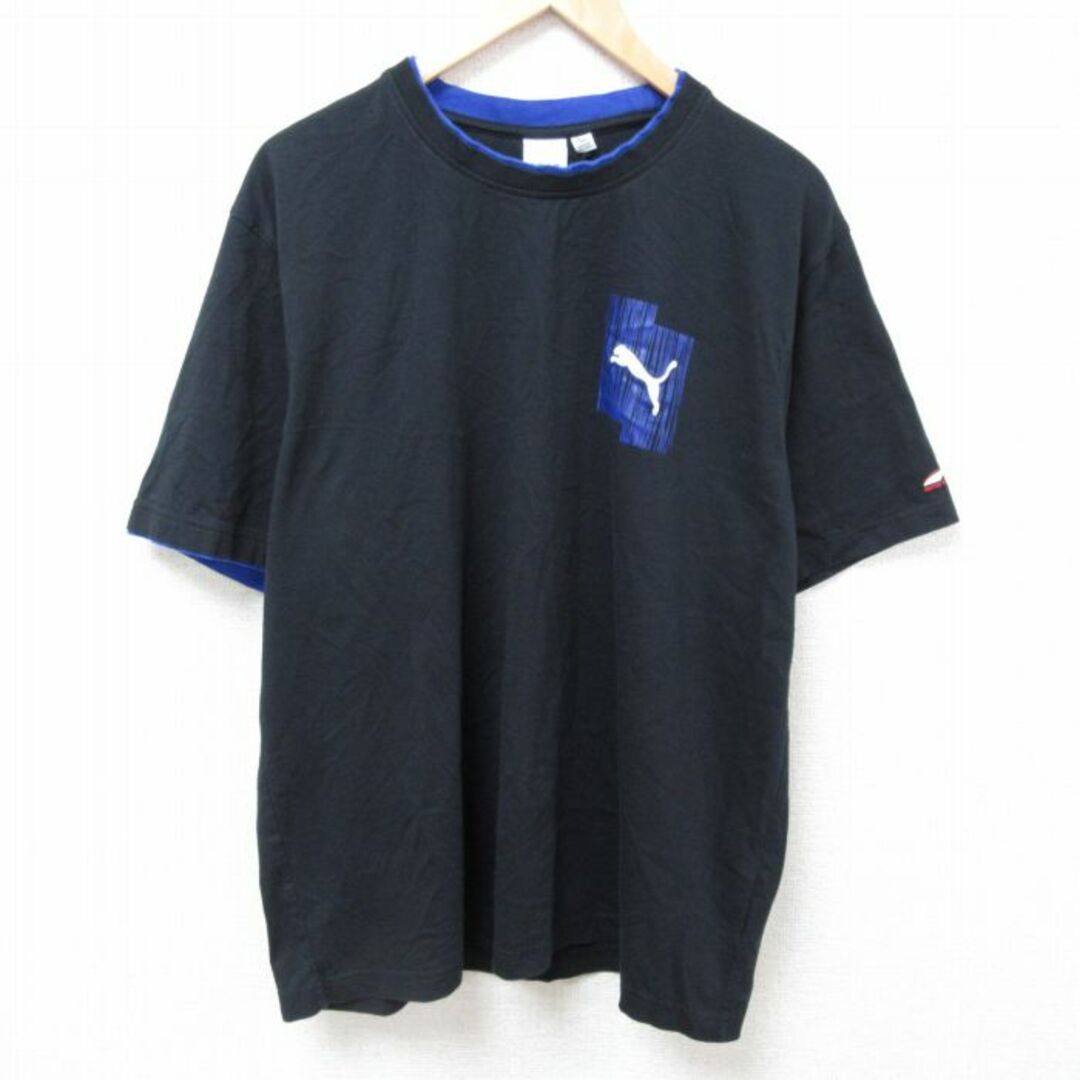 PUMA(プーマ)のXL★古着 プーマ puma 半袖 Tシャツ メンズ ワンポイントロゴ 大きいサイズ クルーネック 黒 ブラック 24apr04 中古 メンズのトップス(Tシャツ/カットソー(半袖/袖なし))の商品写真