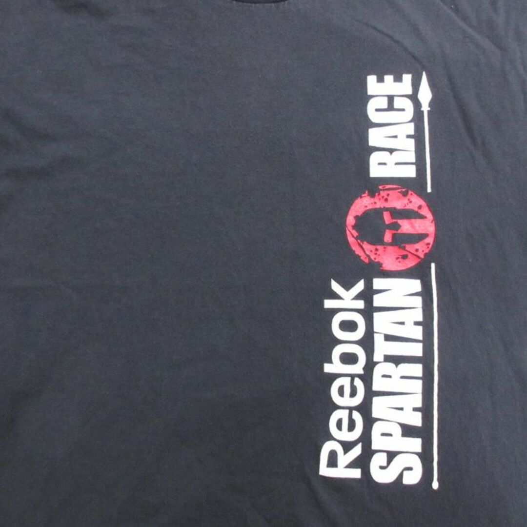 Reebok(リーボック)のL★古着 リーボック REEBOK 半袖 Tシャツ メンズ スパルタンレース コットン クルーネック 黒 ブラック 24apr04 中古 メンズのトップス(Tシャツ/カットソー(半袖/袖なし))の商品写真