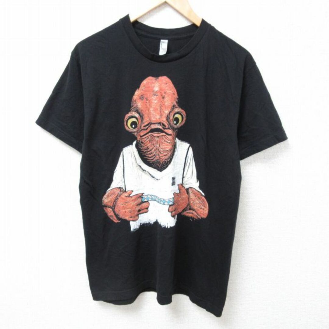 American Apparel(アメリカンアパレル)のL★古着 アメリカンアパレル AMERICAN APPAREL American Apparel 半袖 Tシャツ メンズ スターウォーズ STAR WARS アクバー提督 コットン クルーネック USA製 黒 ブラック 24apr04 中古 メンズのトップス(Tシャツ/カットソー(半袖/袖なし))の商品写真