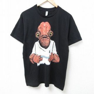 アメリカンアパレル(American Apparel)のL★古着 アメリカンアパレル AMERICAN APPAREL American Apparel 半袖 Tシャツ メンズ スターウォーズ STAR WARS アクバー提督 コットン クルーネック USA製 黒 ブラック 24apr04 中古(Tシャツ/カットソー(半袖/袖なし))