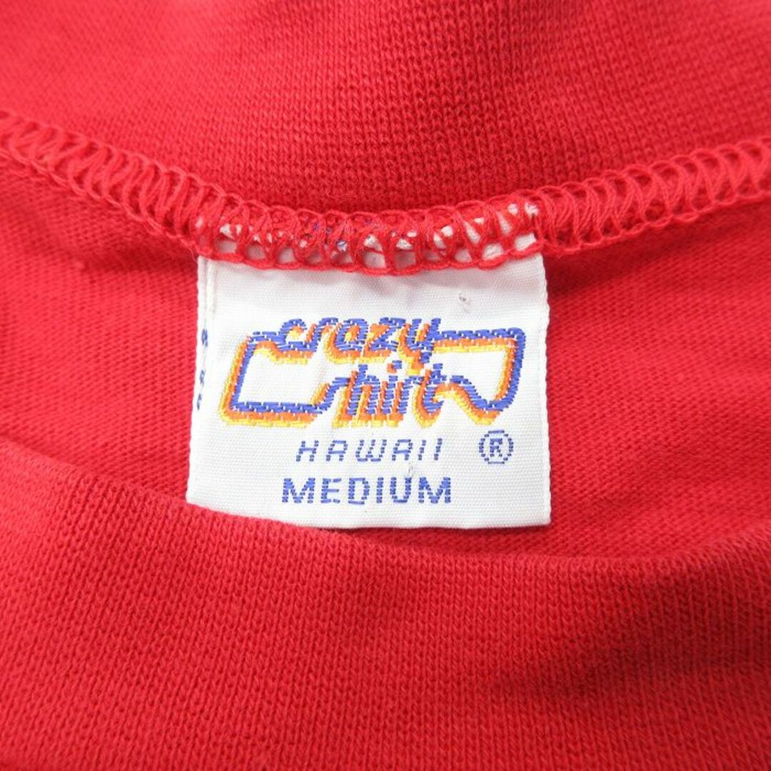 Crazy(クレイジー)のM★古着 Crazy Shirts 半袖 ビンテージ Tシャツ メンズ 90年代 90s デスバレー ロングホーン コットン クルーネック USA製 赤 レッド 24apr04 中古 メンズのトップス(Tシャツ/カットソー(半袖/袖なし))の商品写真