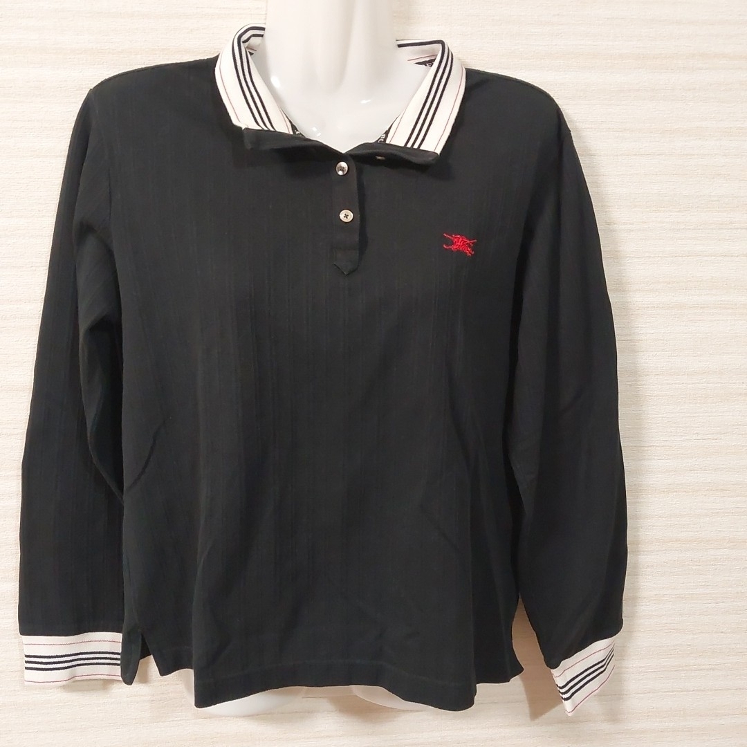 BURBERRY(バーバリー)の[美品] BURBERRY GOLF バーバリー ゴルフ ☆ 長袖ポロシャツ 黒 スポーツ/アウトドアのゴルフ(ウエア)の商品写真