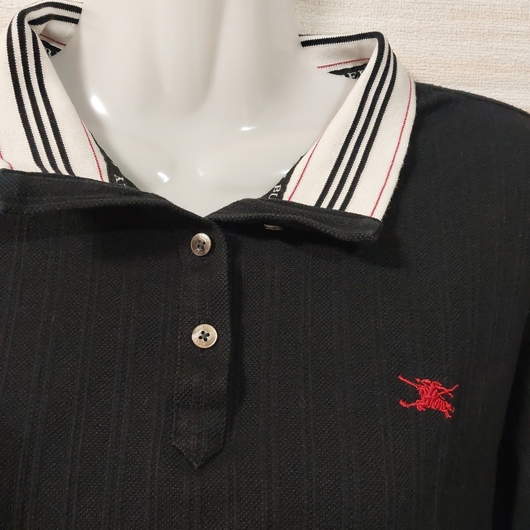 BURBERRY(バーバリー)の[美品] BURBERRY GOLF バーバリー ゴルフ ☆ 長袖ポロシャツ 黒 スポーツ/アウトドアのゴルフ(ウエア)の商品写真