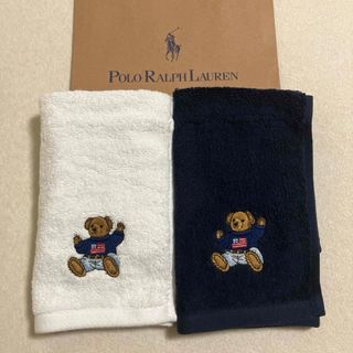 ラルフローレン(Ralph Lauren)のラルフローレン ☆ポロベア　ウォッシュタオル2枚セット　ホワイト＆ネイビー(タオル/バス用品)