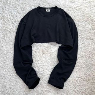 COMME des GARCONS - 【美品】ブラック コムデギャルソン　クロップド 長袖カットソー　ポリエステル　黒