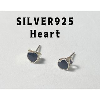 Black heartシルバーピアス愛 silver925earrings 6え(ピアス(両耳用))