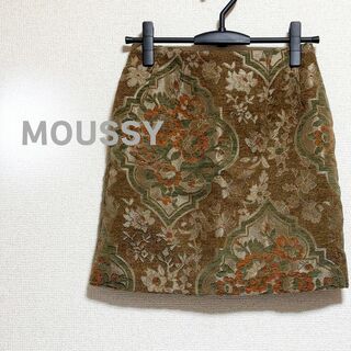 moussy - MOUSSY　マウジー　ミニ　スカート　ジャカード　オレンジ　緑　茶色　花柄