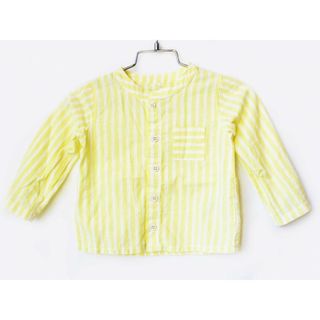 プチバトー(PETIT BATEAU)の【春物 新入荷!】[プチバトー/PETIT BATEAU]81cm 長袖シャツ 黄色×白 '21年製【中古】子供服 キッズ kids ベビー服 baby 男の子 春 tops 923042(シャツ/カットソー)