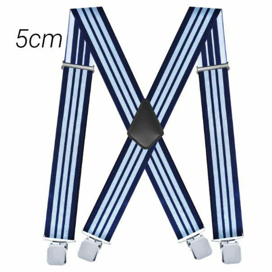 5cm 幅広 サスペンダー 太め 調節可能 男女兼用 ズボン吊 X型 4点留め メンズのファッション小物(サスペンダー)の商品写真