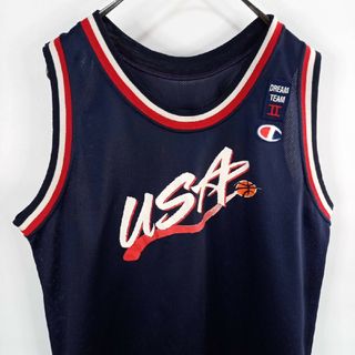 チャンピオン(Champion)の90s　アメリカ製　チャンピオン　タンクトップ　メッシュ　USA　紺色　XL(タンクトップ)