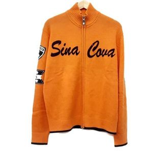 シナコバ(SINACOVA)のSINACOVA(シナコバ) カーディガン サイズL メンズ美品  - オレンジ×黒×マルチ 長袖/ジップアップ(カーディガン)