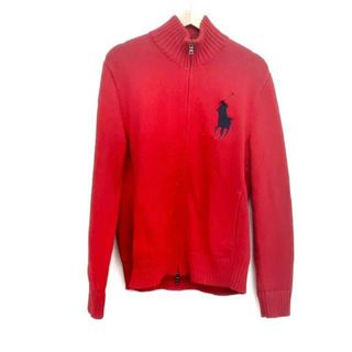 ポロラルフローレン(POLO RALPH LAUREN)のPOLObyRalphLauren(ポロラルフローレン) カーディガン サイズL メンズ ビッグポニー レッド×ダークネイビー×白 長袖/ジップアップ(カーディガン)