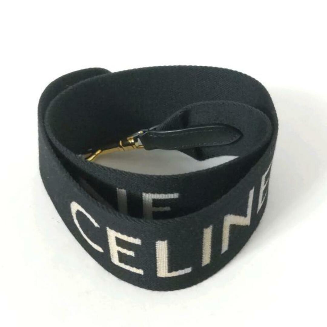 celine(セリーヌ)のCELINE(セリーヌ) ショルダーストラップ美品  黒×白×ゴールド キャンバス×レザー×金属素材 レディースのファッション小物(その他)の商品写真