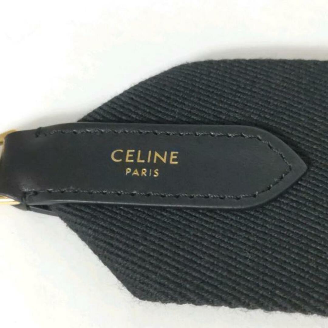 celine(セリーヌ)のCELINE(セリーヌ) ショルダーストラップ美品  黒×白×ゴールド キャンバス×レザー×金属素材 レディースのファッション小物(その他)の商品写真