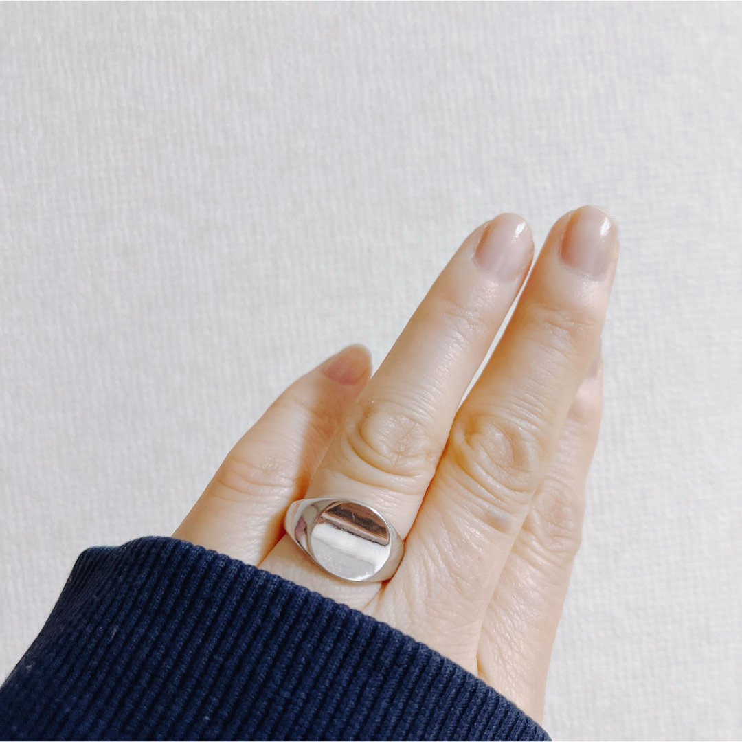 シルバーリング 925 銀 シグネット 丸型 ノーマル シンプル 韓国 指輪① メンズのアクセサリー(リング(指輪))の商品写真