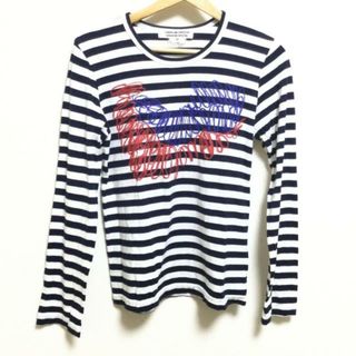 COMMEdesGARCONS COMMEdesGARCONS(コムデギャルソン コムデギャルソン) 長袖Tシャツ サイズM レディース - 白×ダークネイビー×レッド クルーネック/ボーダー(Tシャツ(長袖/七分))