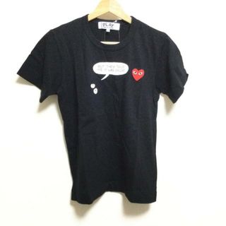 PLAY COMMEdesGARCONS(プレイコムデギャルソン) 半袖Tシャツ サイズM レディース - 黒×白×レッド クルーネック/ハート(Tシャツ(半袖/袖なし))