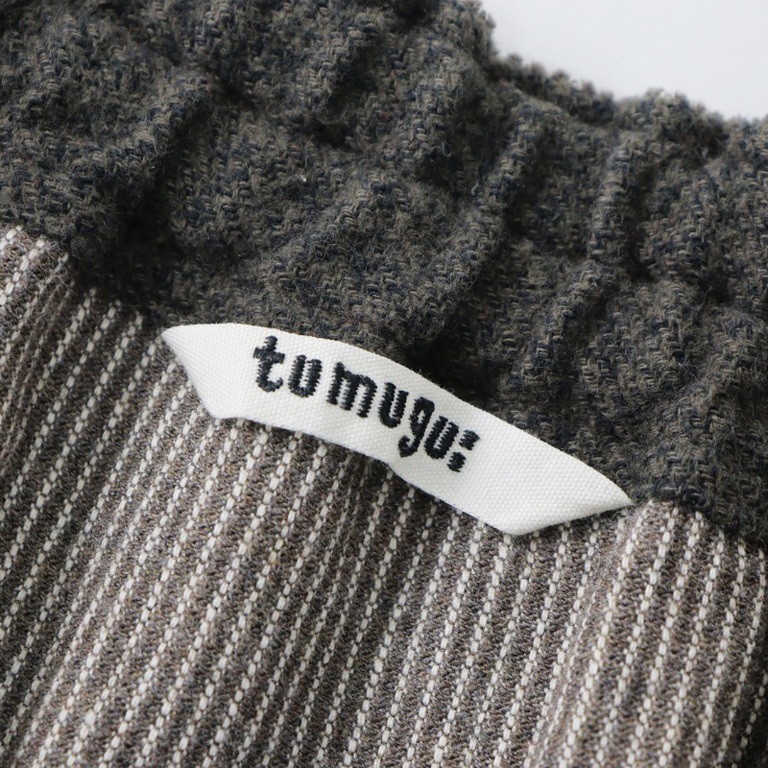 ツムグ tumugu ドッキングコーデュロイスカート F/チャコール ボトムス【2400013801850】 レディースのスカート(ひざ丈スカート)の商品写真