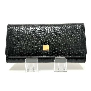 セリーヌ(celine)のCELINE(セリーヌ) 長財布 - 黒 がま口/型押し加工 レザー(財布)