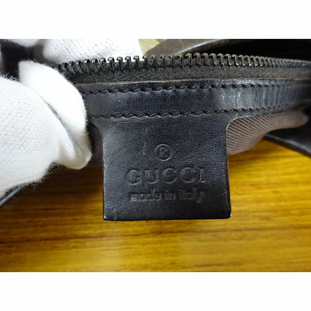 Gucci(グッチ)のK三112/ GUCCI キャンバス レザー ハンドバッグ GG レディースのバッグ(ハンドバッグ)の商品写真