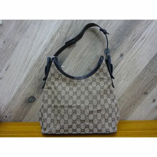 グッチ(Gucci)のK三112/ GUCCI キャンバス レザー ハンドバッグ GG(ハンドバッグ)