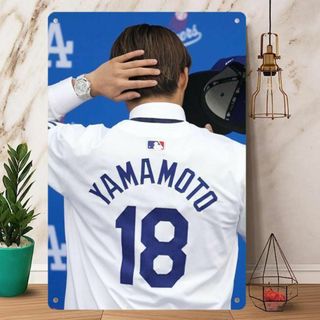 MLB ロサンゼルス・ドジャース 山本由伸 メタル ポスター ブリキ 看板 14(記念品/関連グッズ)