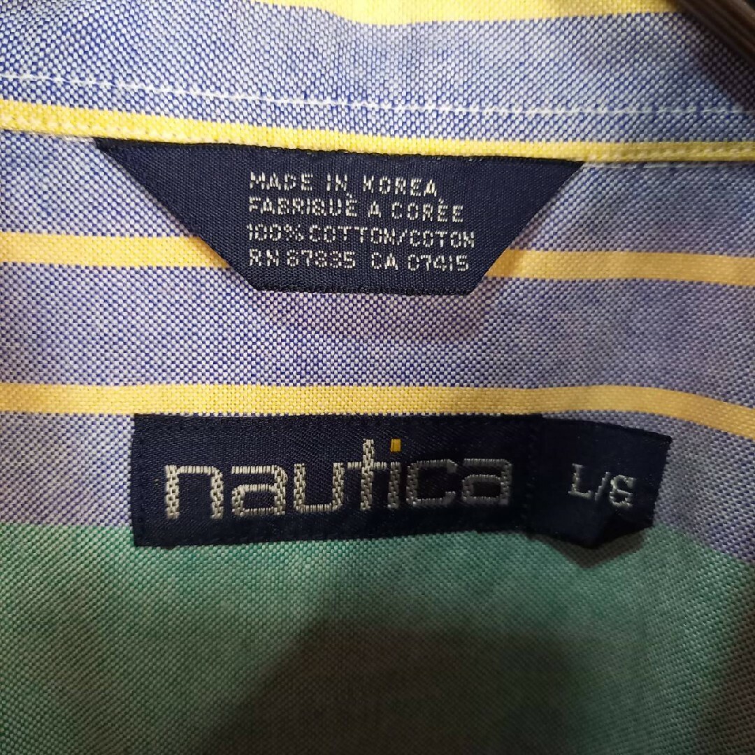 NAUTICA(ノーティカ)の90s　ノーティカ　オーバーサイズ　BDシャツ　半袖　ストライプ　マルチ　L メンズのトップス(シャツ)の商品写真