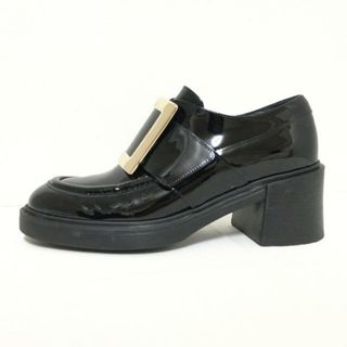 RogerVivier(ロジェヴィヴィエ) ローファー 35 1/2 レディース - 黒 エナメル（レザー）×化学繊維