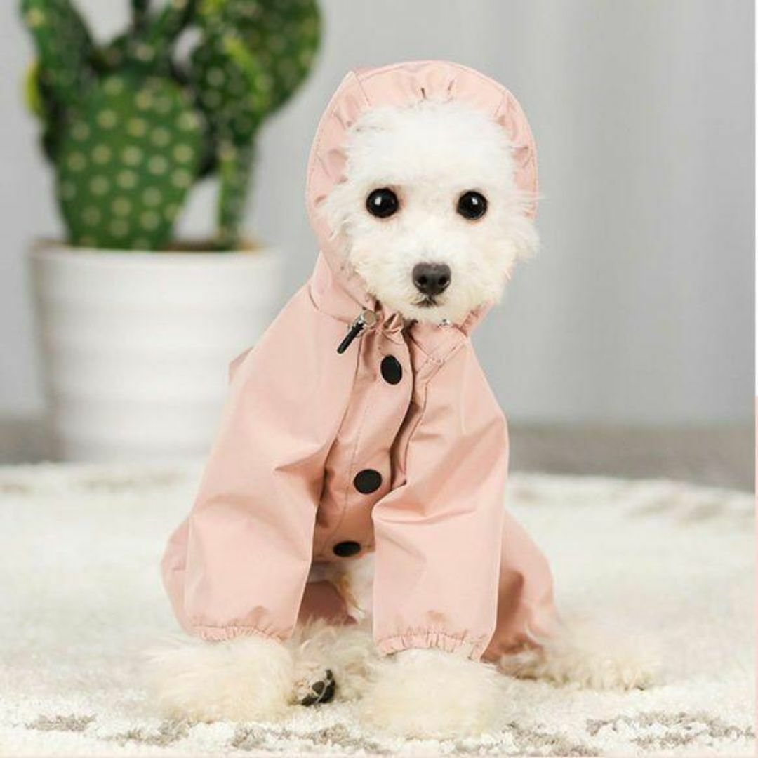 ピンク 雨具 レインウェア 小型 中型犬 フード付 夜間反射 レインコート L その他のペット用品(犬)の商品写真