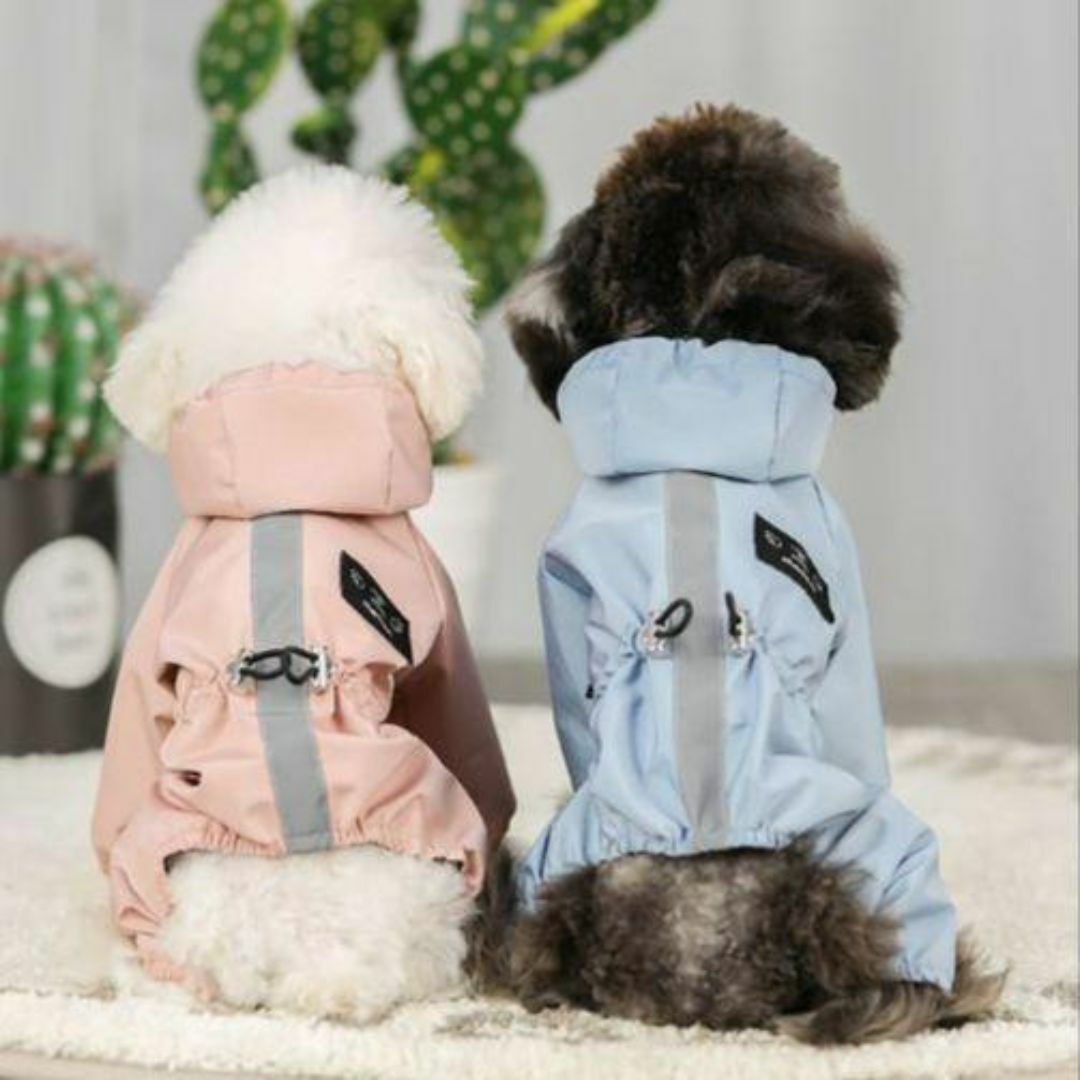 ピンク 雨具 レインウェア 小型 中型犬 フード付 夜間反射 レインコート L その他のペット用品(犬)の商品写真