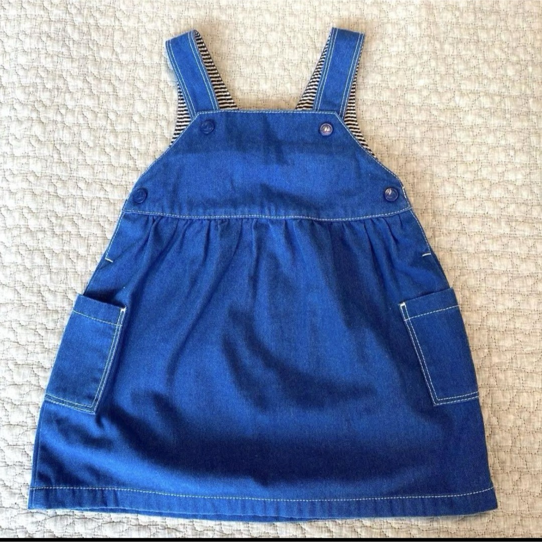 PETIT BATEAU(プチバトー)のプチバトー　デニム　ジャンバースカート　ワンピース　スカート キッズ/ベビー/マタニティのベビー服(~85cm)(ワンピース)の商品写真