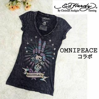 エドハーディー(Ed Hardy)のEd Hardy OMNIPEACE エドハーディー コラボ Tシャツ ブラック(Tシャツ(半袖/袖なし))