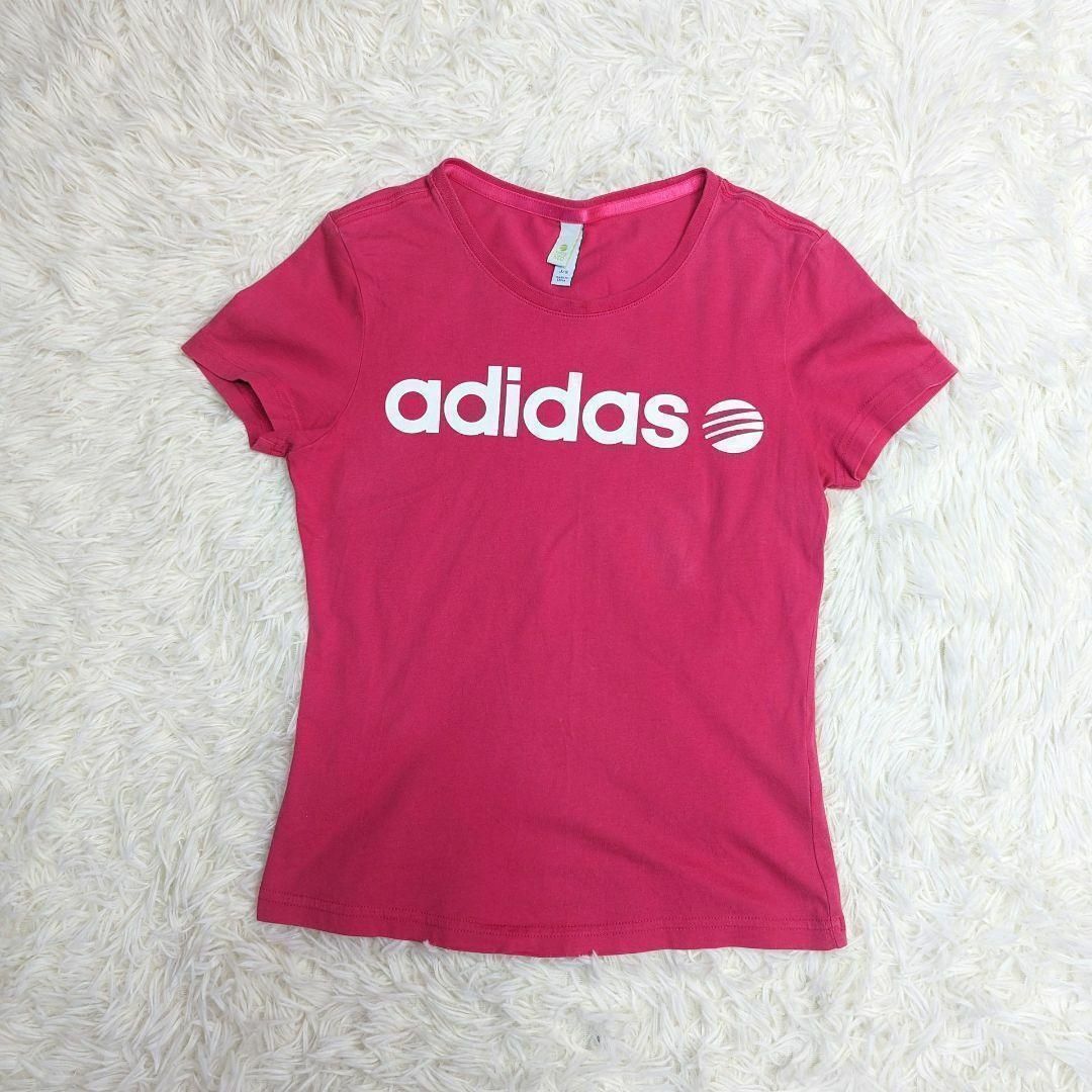 adidas(アディダス)のadidas アディダス ロゴ Tシャツ チビT 小さめサイズ スポーツ レディースのトップス(Tシャツ(半袖/袖なし))の商品写真