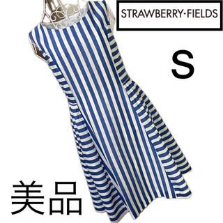 ストロベリーフィールズ(STRAWBERRY-FIELDS)の美品☆ストロベリーフィールズ☆美スタイル☆ボーダーワンピース☆S(ひざ丈ワンピース)