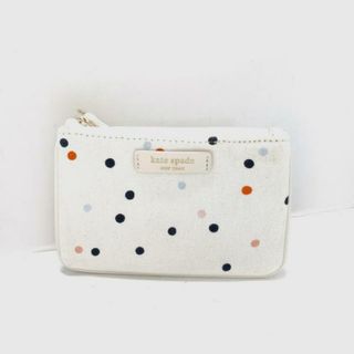 ケイトスペードニューヨーク(kate spade new york)のKate spade(ケイトスペード) リストレット美品  - 白×黒×マルチ ドット柄 キャンバス×レザー(ポーチ)