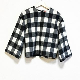 エムエスジイエム(MSGM)のMSGM(エムエスジィエム) 長袖カットソー サイズ38 M レディース美品  - 黒×アイボリー チェック柄(カットソー(長袖/七分))