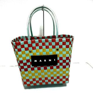 マルニ(Marni)のMARNI(マルニ) トートバッグ マルニマーケット スクエアショッピングバッグ SHMH006A00RF081 ライトグリーン×オレンジ×マルチ 編み込み ポリプロピレン×レザー(トートバッグ)